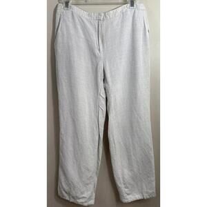 Kasper Linen Pants Women's 6 Ivory Straight Leg Mid-Rise Beachy Vacation